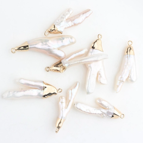 Ciondolo in Perla Artificial Barocca a Forma di Ramo Irregolare Con Passante in Metallo Dorato Per Creazione di Gioielli Fai da te Donna Collana Orecchini Accessorio