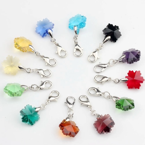 Snowflake Artificial Crystal Lobster Clasp Charm Pendant For DIY Jewelry Making Zinc Alloy Snowflake Pendant Small Ornaments Accessories