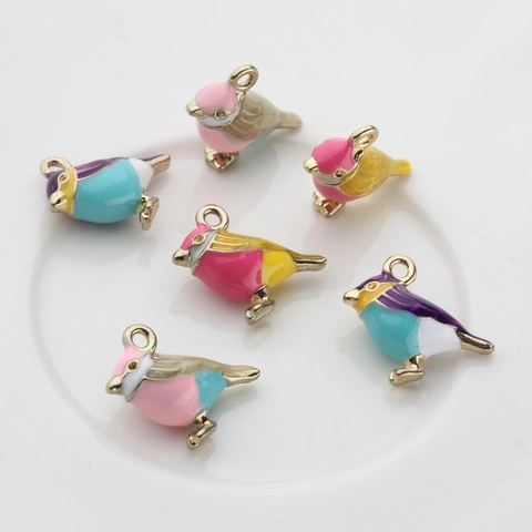 Alloy Enamel Bird Pendants Colorful Animal Charms For DIY Necklace Bracelet Earring Jewelry Making Accessories Women Girls