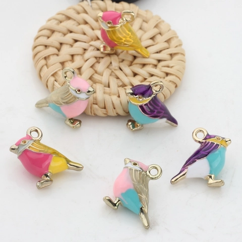 Alloy Enamel Bird Pendants Colorful Animal Charms For DIY Necklace Bracelet Earring Jewelry Making Accessories Women Girls