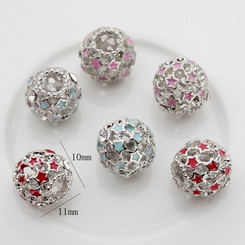 Zinklegering Ster Holle Metalen Kralen Emaille Bedels Voor Armband Ketting Sieraden Maken DIY Losse Kralen Strass Accent