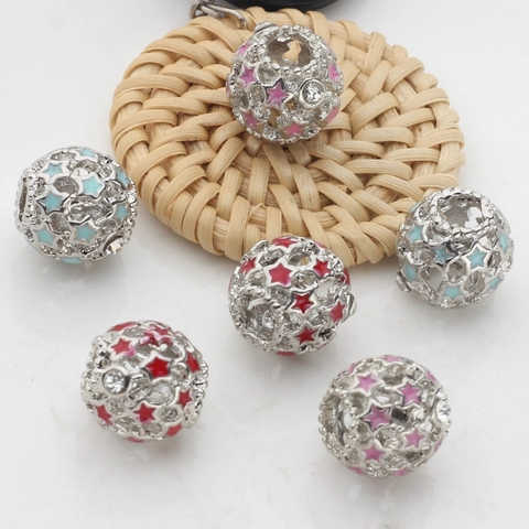 Zinklegering Ster Holle Metalen Kralen Emaille Bedels Voor Armband Ketting Sieraden Maken DIY Losse Kralen Strass Accent