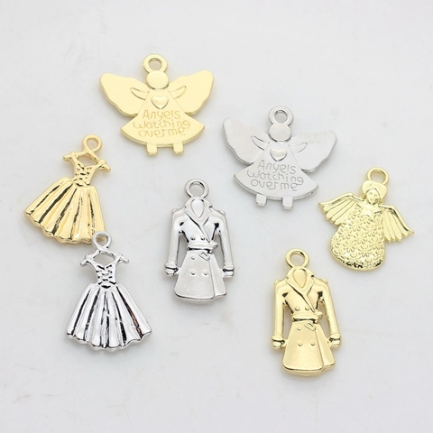 Alloy DIY Metal Charms Trench Coat Dress Angel Shape Pendants For Jewelry Making Earring Bracelet Craft Accessory Material