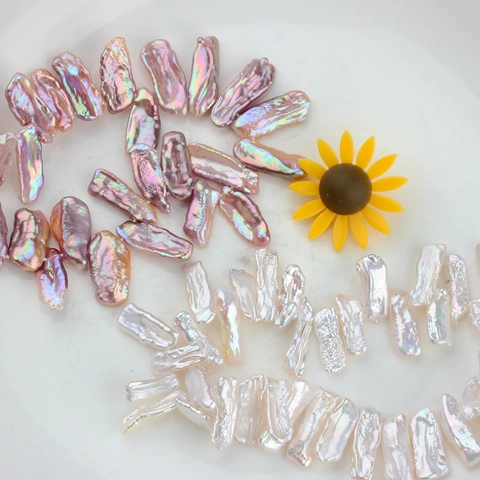Perline di Perle Naturali d'Acqua Dolce Irregolari Barocche a Forma Lunga Lustro Sfuso per Creazione di Collane Bracciali Gioielli
