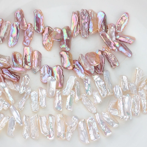 Perline di Perle Naturali d'Acqua Dolce Irregolari Barocche a Forma Lunga Lustro Sfuso per Creazione di Collane Bracciali Gioielli