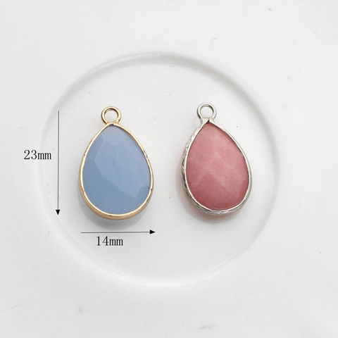 Colgante de Piedra Natural de Lágrima Piedra Semipreciosa Facetada Borde Metálico DIY Accesorios de Joyería Collar Pendientes
