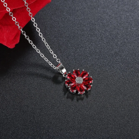 Elegante Kupfer Blume Anhänger Halskette Mit Bunten Zirkonia Eingelegt Gold Silber Galvanisiert Mode Schlüsselbein Kette Damen Schmuck