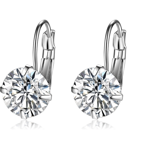 Elegante Kupfer Zirkonia Leverback Ohrringe Geometrisch Rund Quadratisch Oval Kristall Ohrhänger Für Damen Mode Schmuck