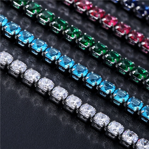 Bracelet De Tennis Classique Cuivre Zircone Cubique Étincelante Coupe Carrée Ronde Bijoux Hip Hop Pour Femmes Hommes Unisexe