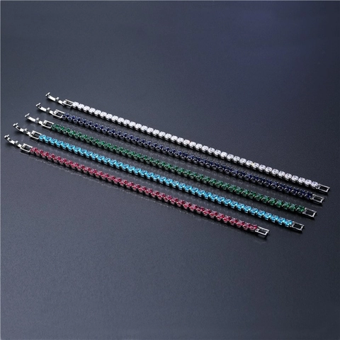 Bracelet De Tennis Classique Cuivre Zircone Cubique Étincelante Coupe Carrée Ronde Bijoux Hip Hop Pour Femmes Hommes Unisexe