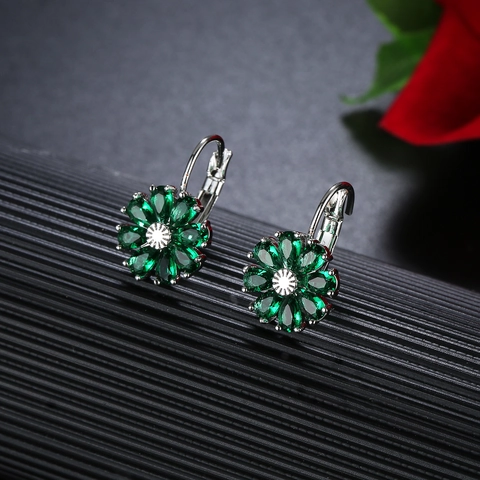 Damen Blumen Ohrhänger Mit Bunten Zirkonia Einlage Legierung Blume Ohrringe Für Party Hochzeit Täglich Schmuck Geschenk
