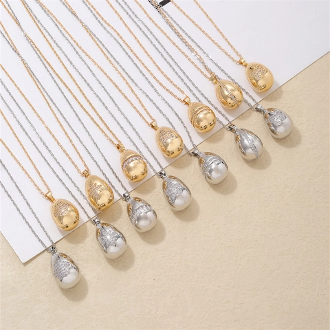 Collana con Ciondolo a Goccia d'Acqua a Forma di Uovo in Rame e Acciaio al Titanio con Zirconia per Donna Gioielli con Motivo a Farfalla Cuore Stella