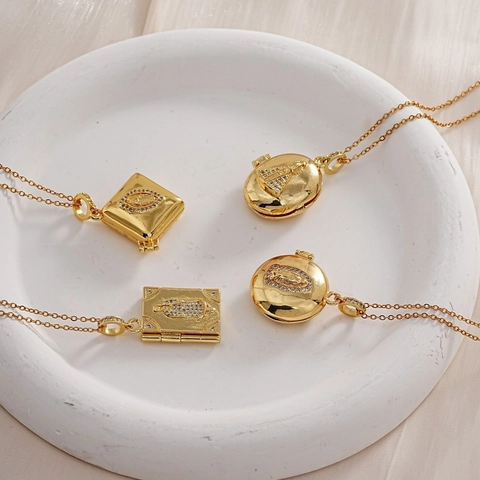 Collar de Relicario de la Virgen María para Mujeres Hombres Chapado en Oro Acero Inoxidable Religioso Colgante de Foto Joyería Regalo