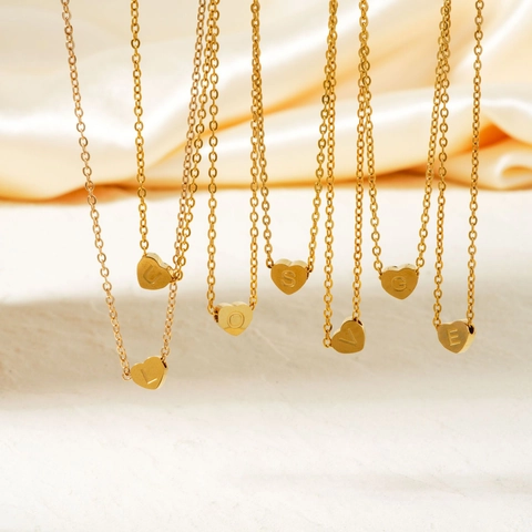 Collana Minimalista In Acciaio Inossidabile Con Ciondolo A Forma Di Cuore Placcato Oro Lettera Iniziale Incisa Gioielli Donna Regalo