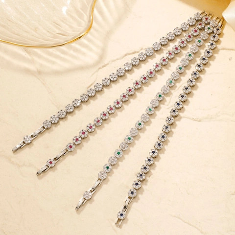 Pulsera Ajustable de Racimo de Flores de Cobre y Circonia de Lujo para Mujer Joyería Elegante con Incrustaciones de Piedras