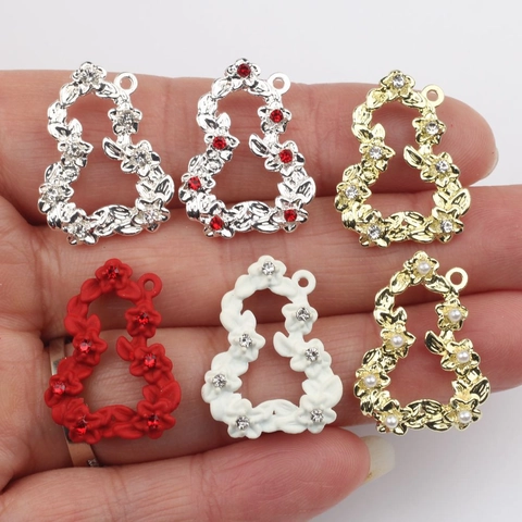 Vintage Alloy Gourd Floral Wreath Hollow Pendant DIY Jewelry Making Rhinestone Artificial Pearl Necklace Bracelet Accessory