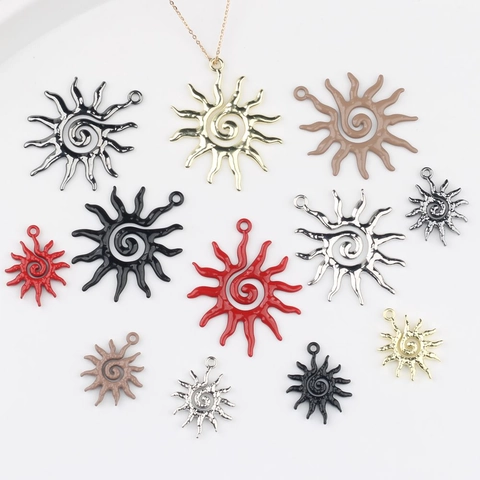 Zinc Alloy Sunflower Spiral Pendants Multi Color Charms For DIY Necklace Bracelet Earrings Jewelry Making Handmade Accessories