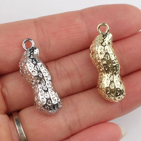 Colgantes de Aleación de Zinc con Forma de Cacahuete Sólido para Hacer Collares Pulseras Pendientes DIY Oro Plata Abalorios Realistas