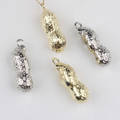 Colgantes de Aleación de Zinc con Forma de Cacahuete Sólido para Hacer Collares Pulseras Pendientes DIY Oro Plata Abalorios Realistas