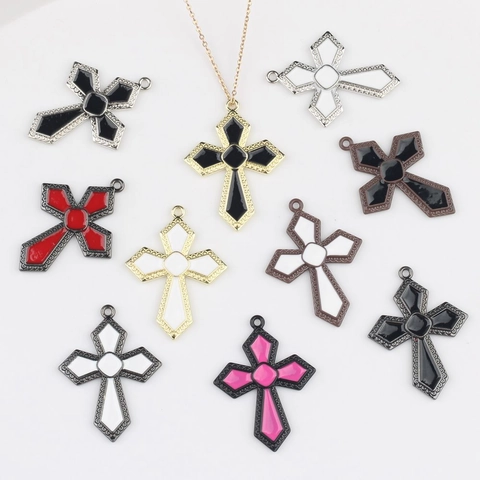 Vintage Zinklegierung Emaille Kreuz Anhänger Religiöse Charms Für DIY Halskette Armband Ohrringe Schmuckherstellung