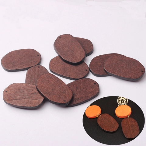 Minimalist Walnut Wood Oval Pendant For DIY Jewelry Making Handmade Earring Accessory Geometric Wooden Charm Finding