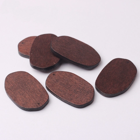 Minimalist Walnut Wood Oval Pendant For DIY Jewelry Making Handmade Earring Accessory Geometric Wooden Charm Finding