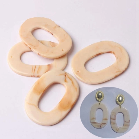 Retro Oval Hollow Alloy Pendant With Marble Texture Minimalist Exaggerated Charm For DIY Jewelry Making Findings Accessory