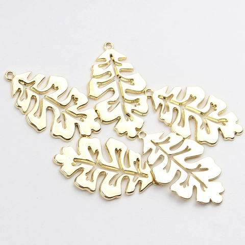 Pendentif en Alliage de Zinc Style Feuille de Monstera Ajourée Ton Or pour la Fabrication de Bijoux DIY Collier Boucles