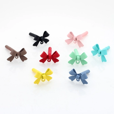 Matte Colorful Bowknot Earring Post DIY Jewelry Making Findings Alloy Ribbon Shape Earring Accessory For Women Girls Gift