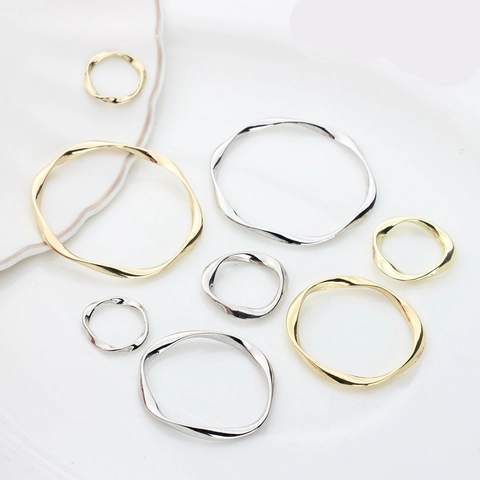 Minimalist Irregular Twisted Metal Circle Earring Findings Gold Silver Zinc Alloy Round DIY Jewelry Making Accessories