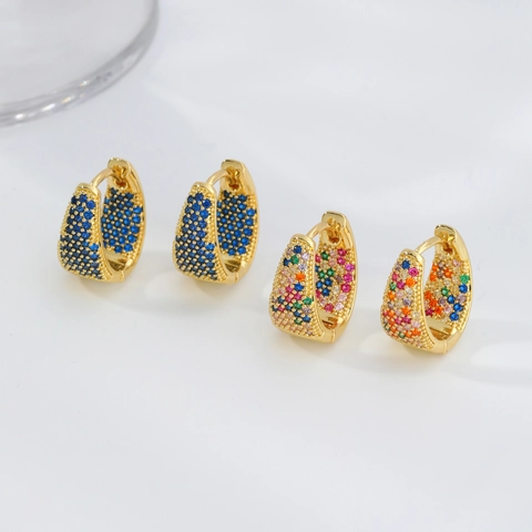 Orecchini a Cerchio a Forma di U in Rame con Strass Micro Pave Colori Dopamina per Donna Regalo di Gioielli di San Valentino