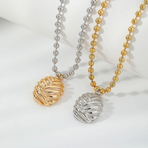 Collana Minimalista in Rame con Ciondolo ad Ananas Traforato Catena a Sfere Geometrica Gioielli Unisex Regalo di San Valentino