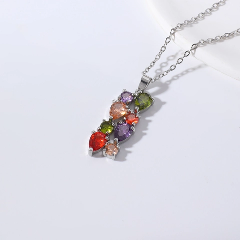 Collana con Pendente in Rame e Zirconia Moda Europea per Donna Ciondolo AAA Taglio a Pera Cluster Striscia Lunga Gioielli