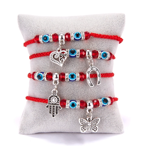 Bohemian Red String Braided Evil Eye Bracelet For Women Alloy Animal Charm Rhinestone Lucky Protection Handcrafted Jewelry