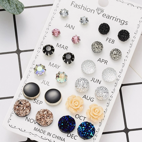 Modische Legierung Strass Harz Blume Herz Stern Ohrstecker Mit Keramikstift Geometrischer Schmuck Für Damen Geschenk