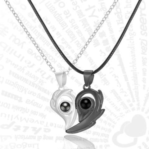 Magnetic Couple Necklaces Alloy Heart Sun Moon Camera Pendant Projection Jewelry Gift For Lovers Romantic Fashion Accessory