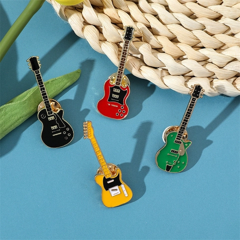 Broche Créative en Émail pour Guitare Électrique en Alliage Métallique Badge d'Instrument de Musique Décoration Pour Vêtements Sacs Bijoux Cadeau