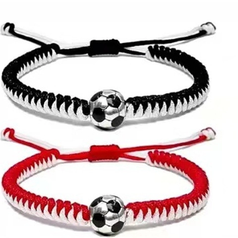 Bracciale Sportivo Intrecciato a Mano per Coppie Braccialetto Regolabile in Corda di Cera Con Ciondolo in Lega Baseball Calcio Gioielli Sportivi