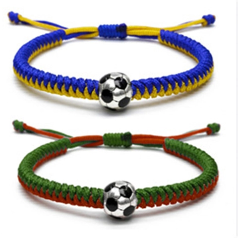 Bracciale Sportivo Intrecciato a Mano per Coppie Braccialetto Regolabile in Corda di Cera Con Ciondolo in Lega Baseball Calcio Gioielli Sportivi