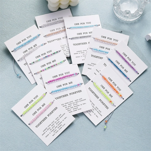 Bunte Leuchtende Glasperlen Armbänder Für Paare Verstellbare Gewebte Wunsch Freundschaft Schmuck Mode Accessoire Geschenk