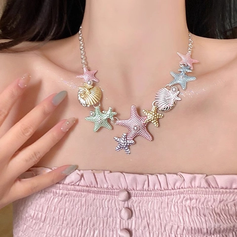Hawaï Stijl Zeester Schelp Ketting Armband Oorbellen Set Legering Kunstparel Strass Vakantie Sieraden Voor Dames