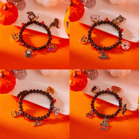 Pulsera de Cuentas de Halloween Aleación Calabaza Fantasma Araña Murciélago Colgante Pulsera Joyería Festiva para Mujeres Hombres Regalo de Fiesta