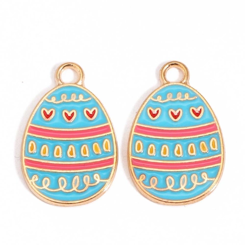 Easter Egg Alloy Enamel Charms For DIY Jewelry Making Cartoon Bunny Chick Pattern Pendants Holiday Decoration Handicraft Accessory
