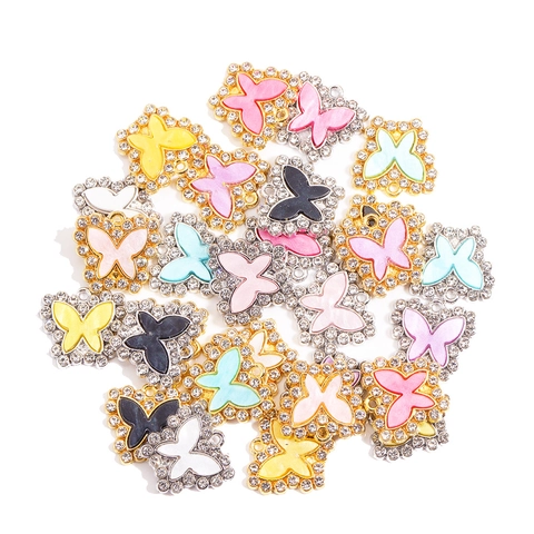 Pendentifs Papillon en Alliage Strass Émail Charms Papillon Pour Collier DIY Bracelet Boucles d'Oreilles Accessoires de Bijouterie