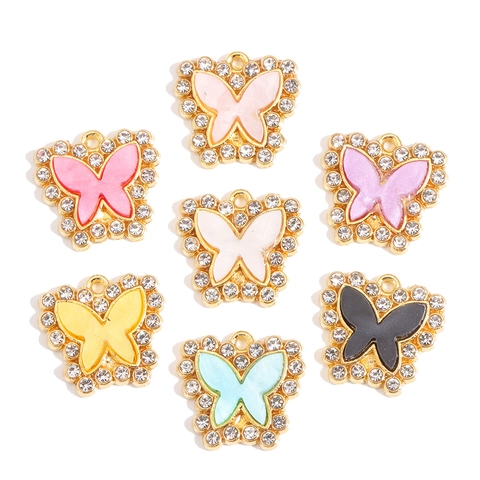 Pendentifs Papillon en Alliage Strass Émail Charms Papillon Pour Collier DIY Bracelet Boucles d'Oreilles Accessoires de Bijouterie