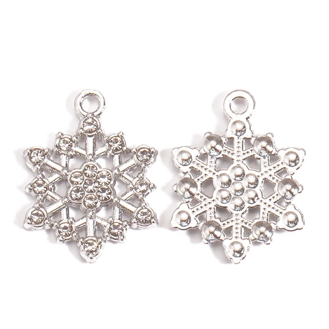 Shiny Alloy Snowflake Pendants Christmas Rhinestone Faux Artificial Pearl Charms DIY Accessories For Necklaces Bracelets Earrings Making Winter Jewelry Findings