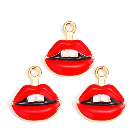 Emaille Lippen Lippenstift Legering Hangers Voor Sieraden Maken DIY Mond Bedeltjes Verguld Metaal Accessoire Voor Sleutelhangers Oorbellen