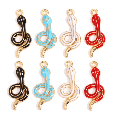 Dijes de Serpiente de Aleación Esmalte Para DIY Joyería Colgante de Animal de Dibujos Animados Para Collar Pulsera Mujer