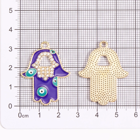 Mano Di Fatima Malocchio Lega Smalto Pendente Con Strass Per DIY Collana Bracciale Portachiavi Gioielli Accessorio