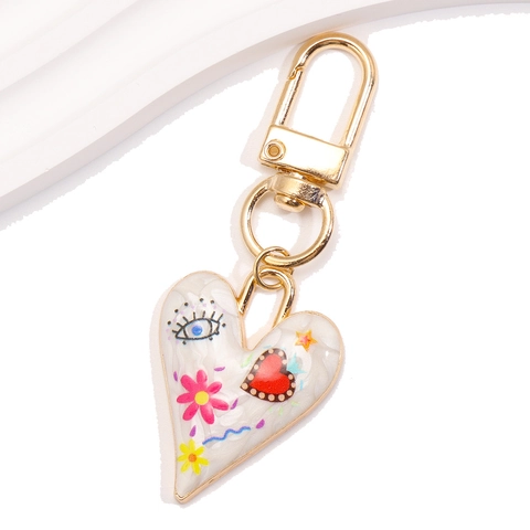 Portachiavi in Lega di Metallo con Cuore e Malocchio Stampato Colorato Ciondolo per Borsa Portachiavi Gioielli Decorativi Regalo Donna